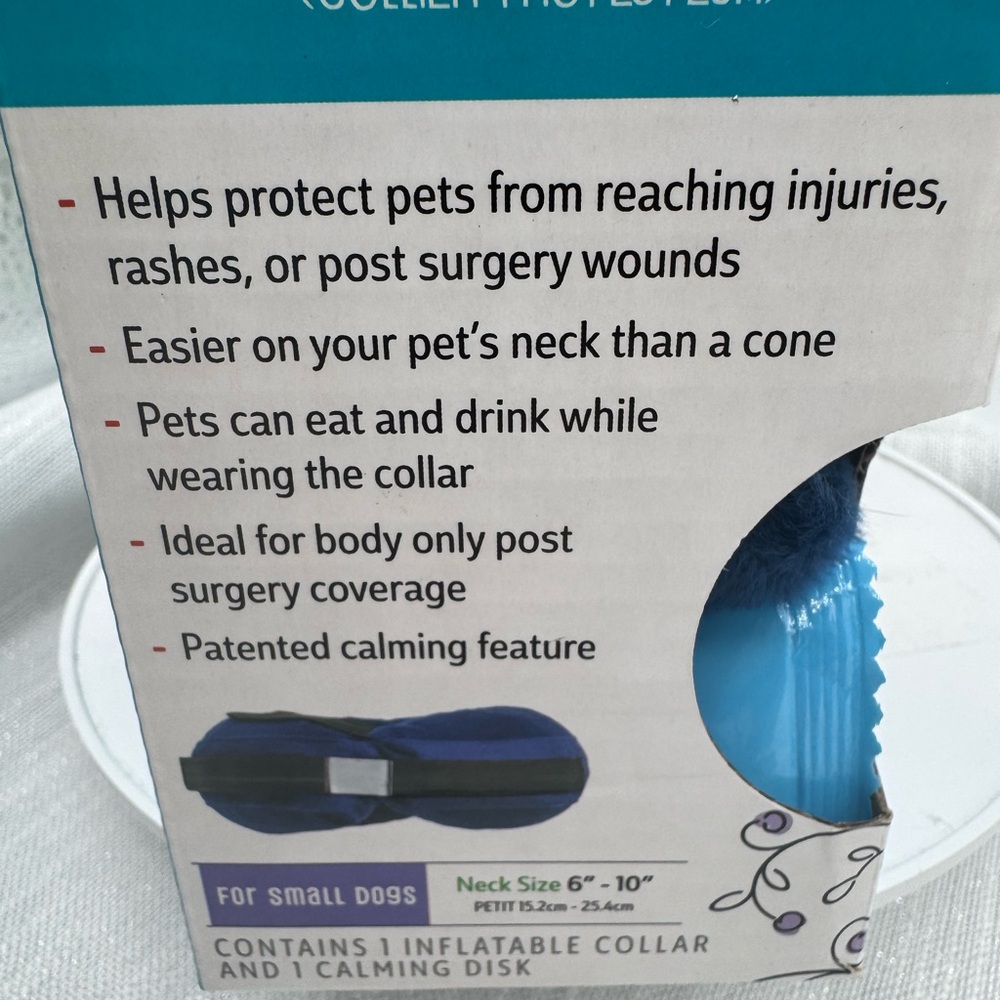 Calm Paws premium inflatable, protective collar, small dogs, neck size 6–10” NIB - Picture 3 of 9
